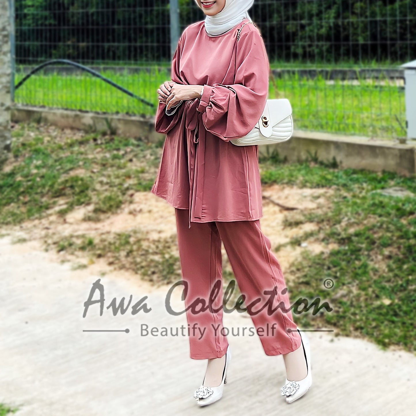 LALEESA Awa Collection (Blouse + Pants) SA704763 SET DUJANAH Tie Waist Suit Blouse Muslimah Blouse Women Blouse