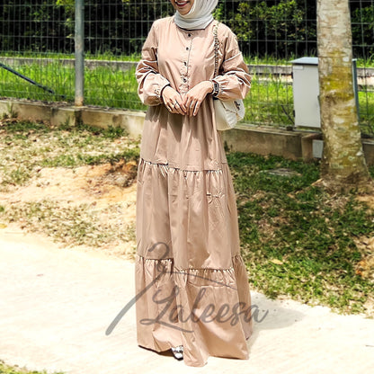 LALEESA DRESS WAFIA LD264242 <BF Friendly Series> Front Button Tiered Dress Muslimah Dress Plus Size Baju Raya 2024