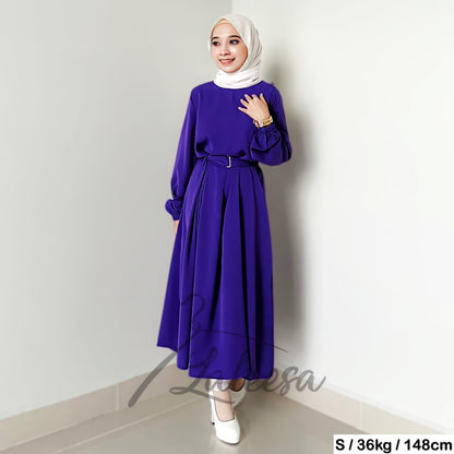 LALEESA TB431428 BLOUSE RABIA Tunic Belt Blouse Muslimah Blouse Women Blouse Baju Muslimah Plus Size Baju Raya 2024