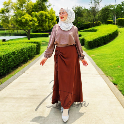 LALEESA SKIRT WAHEEDA PS659639 <Ironless Series> (Ironless) 2 Way Wear Plicated Drawstring Skirt Muslimah Skirt Labuh