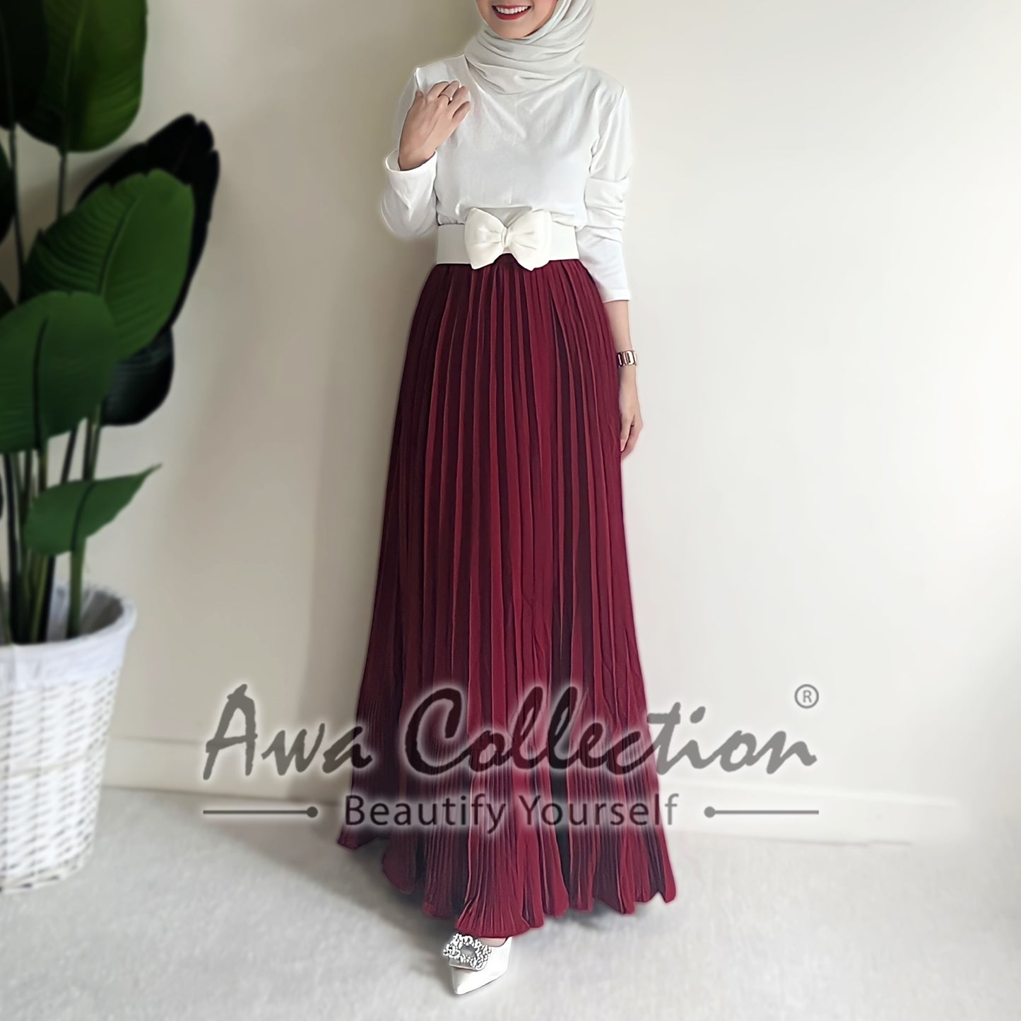 LALEESA Awa Collection BA502592 SKIRT KANEEZAH Ruffle Pleated Skirt Muslimah Skirt Labuh Skirt Pencil Skirt Kembang