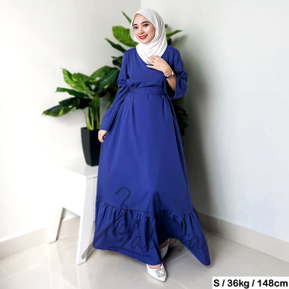 LALEESA LD251219 DRESS INAS Vintage Ruffled Hem Maxi Long Dress Muslimah Dress Women Plus Size Baju Raya 2024