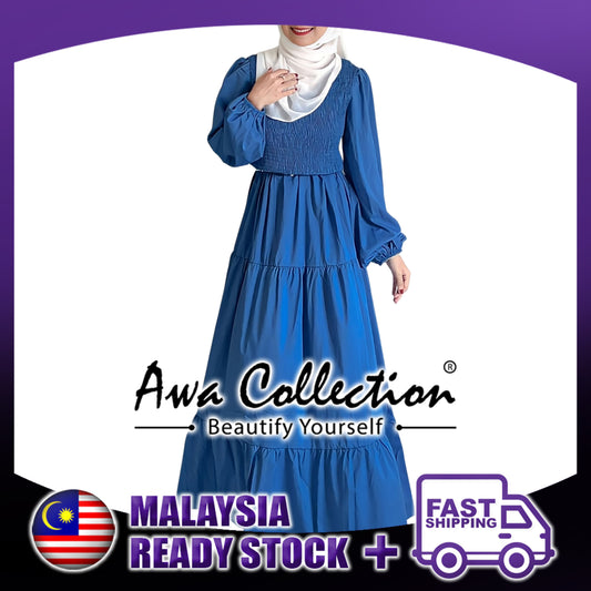 LALEESA Awa Collection DA104136 DRESS NAZIRA Rubber Waistband Long Dress Muslimah Dress Women Dress Maxi Dress