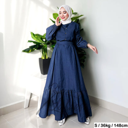 LALEESA DRESS DENIM LD275227 <BF Friendly Series> Dress Muslimah Dress Woman Jubah Muslimah Abaya