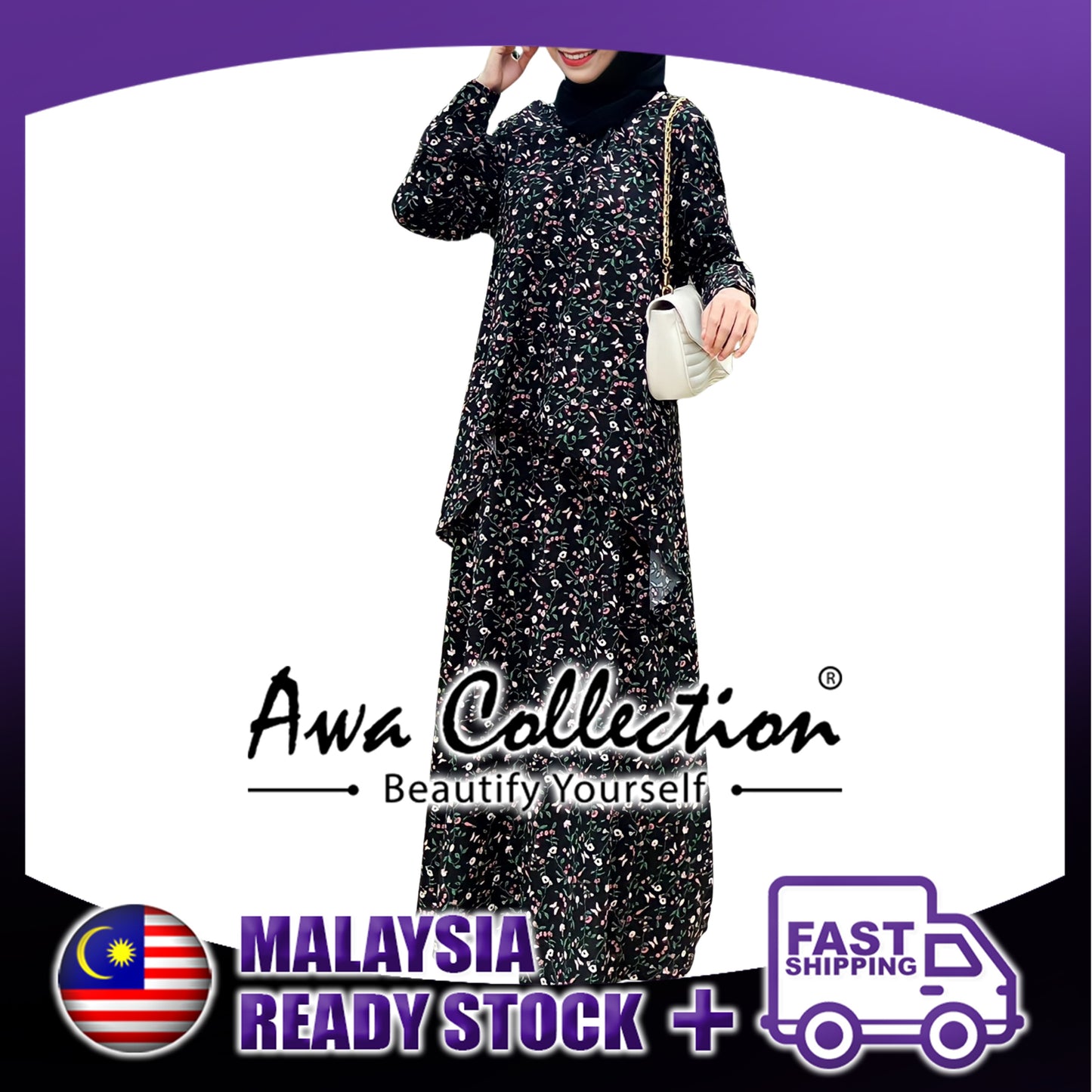 LALEESA Awa Collection (Blouse + Skirt) SET MINA SA701790 Set Wear Blouse Muslimah Blouse Women Blouse Baju Raya 2023