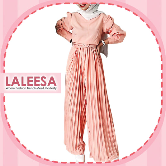 LALEESA Awa Collection SA703772 SET BARSA Pleated Rompers Jumpsuit Dress Muslimah Dress Women Dress Baju Raya 2024