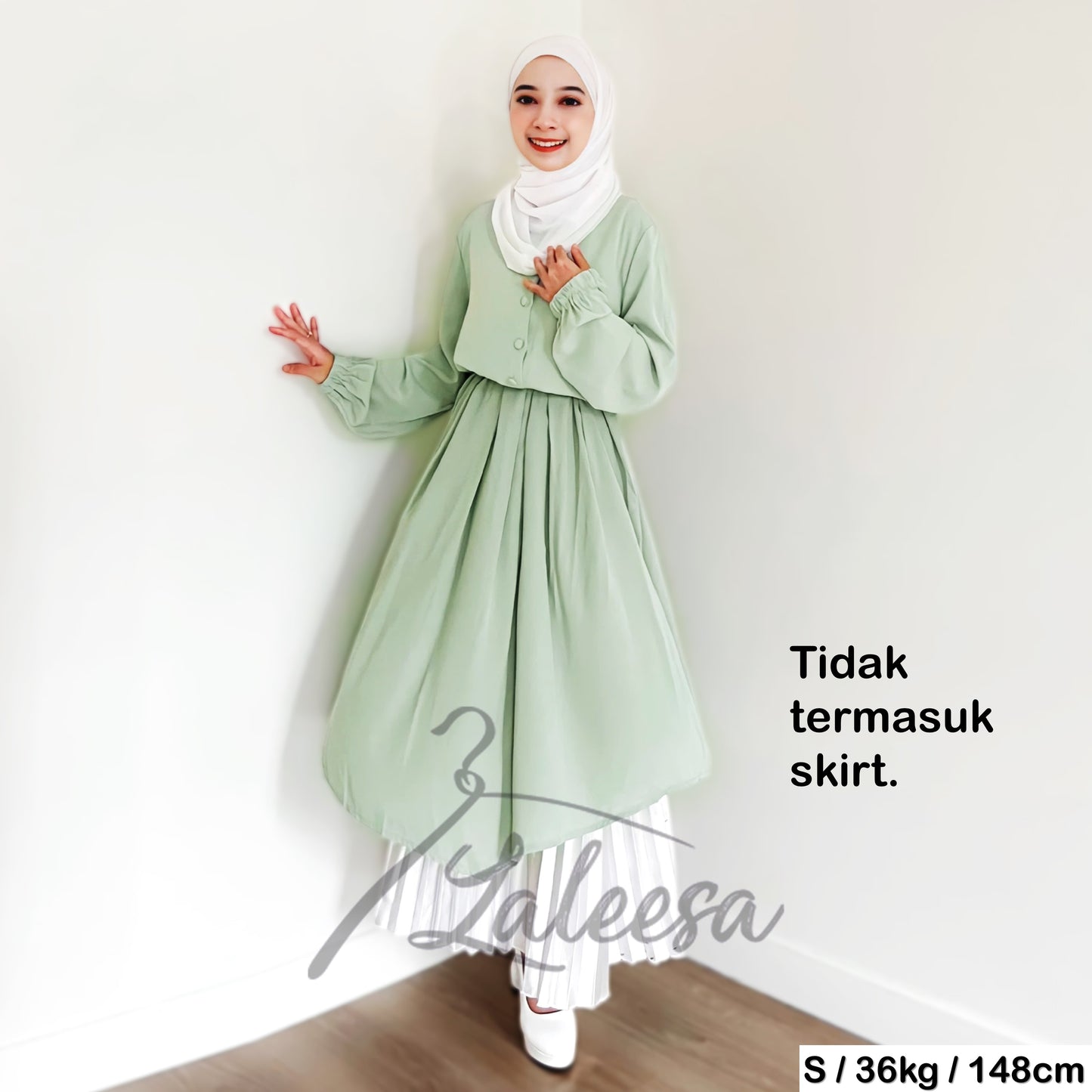 LALEESA BLOUSE QAYLA TB430417 <BF Friendly Series> (TIDAK TERMASUK SKIRT) Long Blouse Muslimah Plus Size Baju Raya 2024