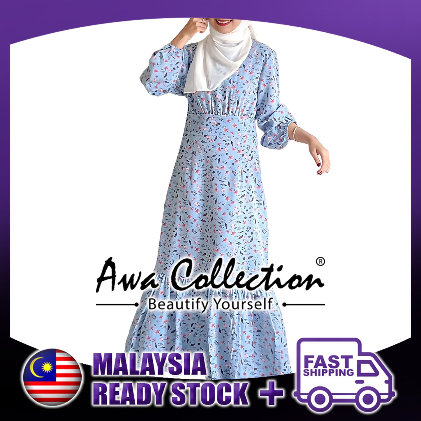 LALEESA Awa Collection DRESS KAMILA DA117167 (SMALL CUTTING) Dress Muslimah Dress Women Dress Jubah Muslimah Jubah Abaya