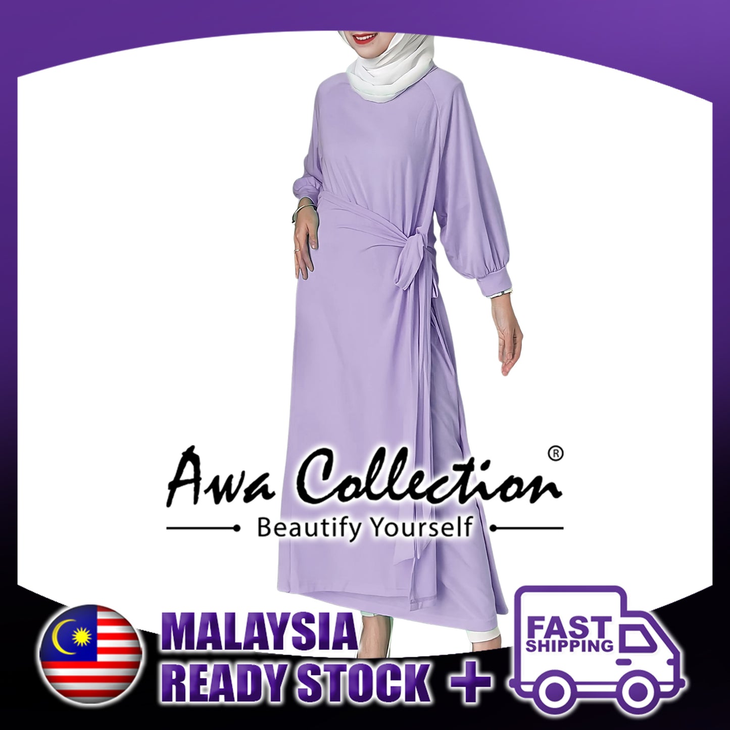 LALEESA Awa Collection DA108172 DRESS TAHIRA Cotton Wrap Sweatshirt Dress Muslimah Dress Women Dress Maxi Dress
