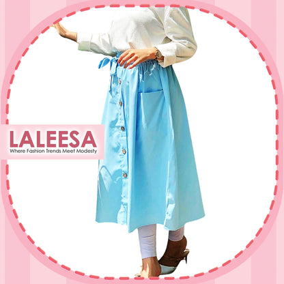 LALEESA Awa Collection BA507547 SKIRT RANIA Button Through Belted Paperbag Skirt Muslimah Skirt Labuh Skirt Pencil