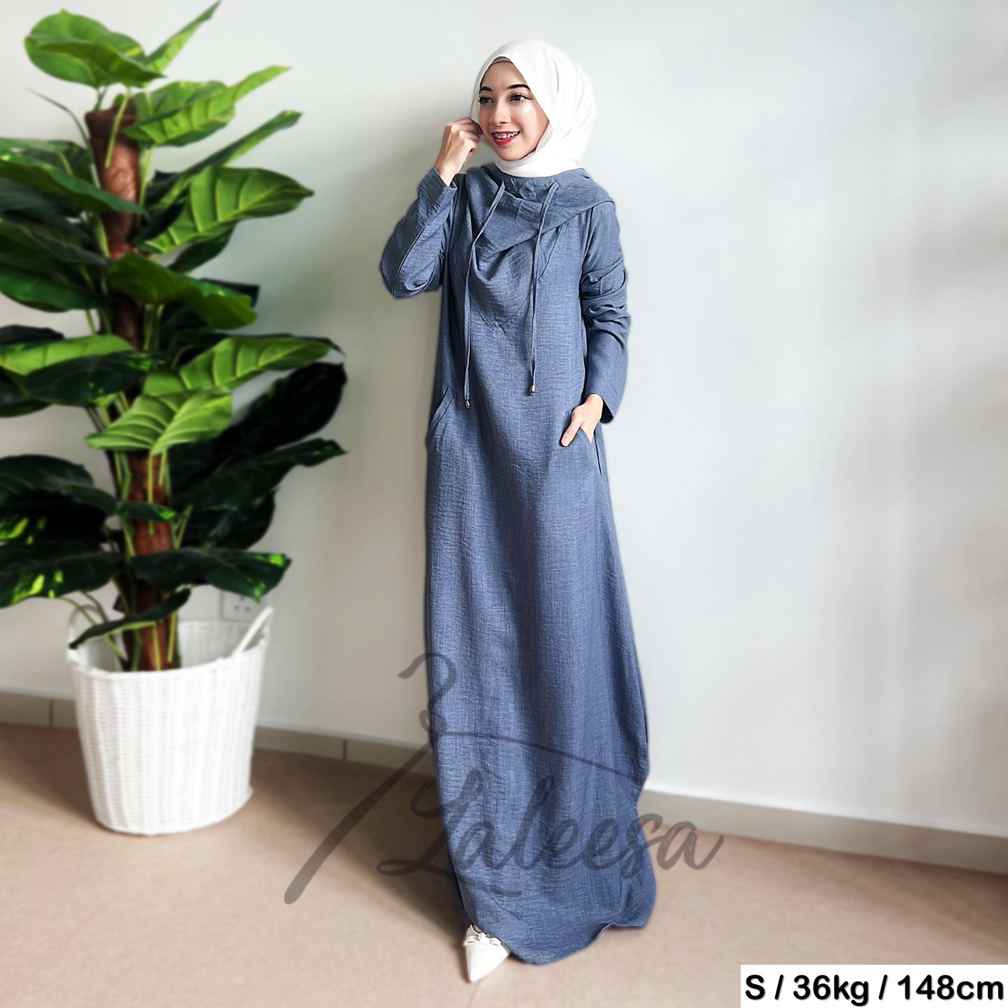 LALEESA DRESS HOODIE MONA LD293285 <Long Hoodie Series> Dress Muslimah Dress Woman Jubah Muslimah