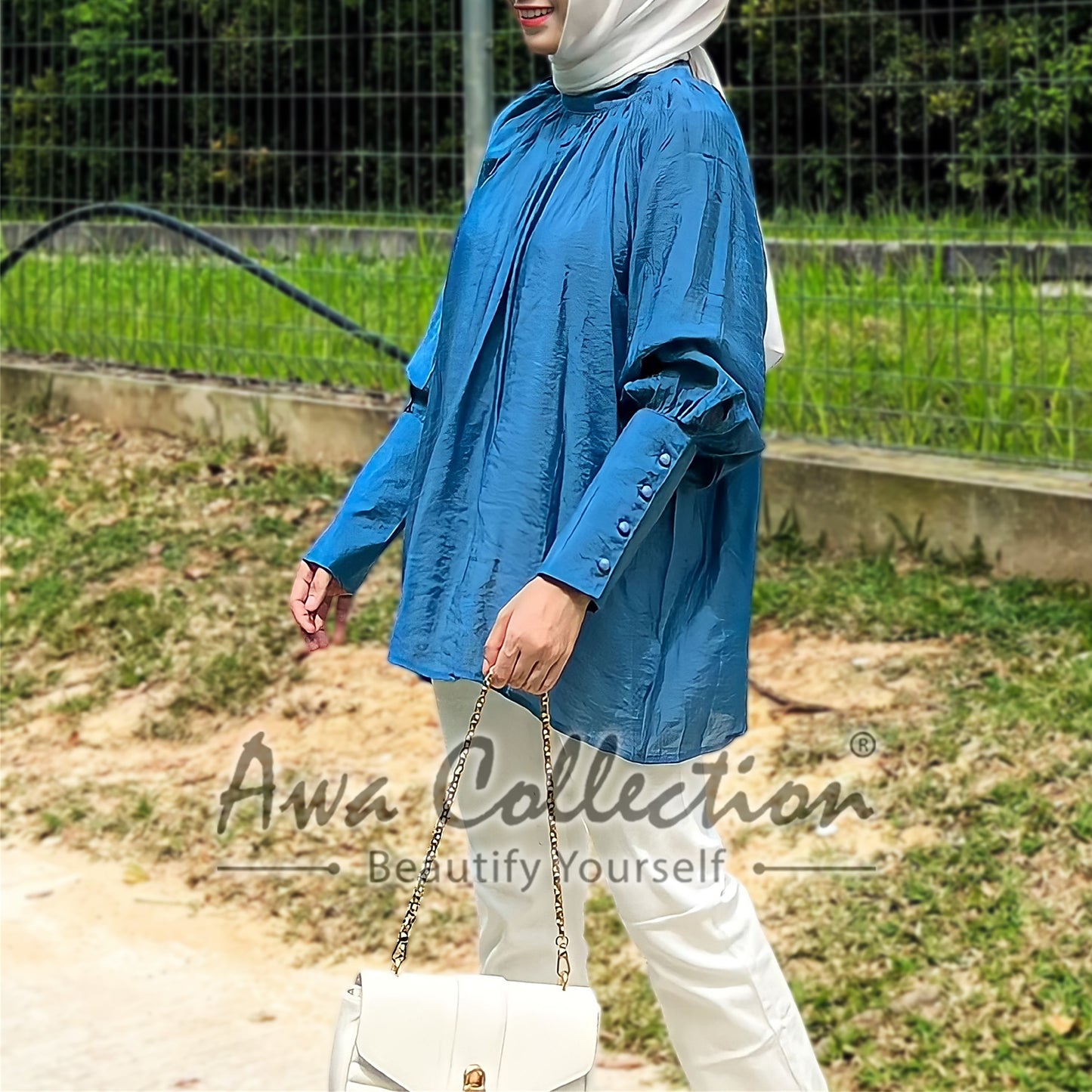 LALEESA Awa Collection TA308326 BLOUSE HAROONA Loose T-Shirt Blouse Muslimah Blouse Women Blouse Baju Raya 2024