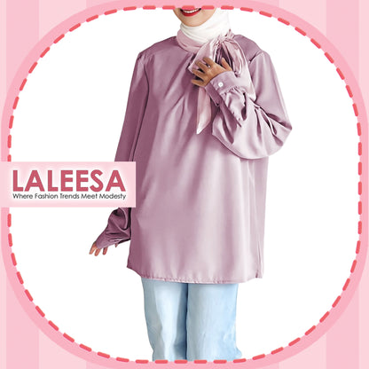 LALEESA Awa Collection TA307335 BLOUSE GHASHIA Satin Blouse Muslimah Blouse Women Blouse Baju Raya 2024