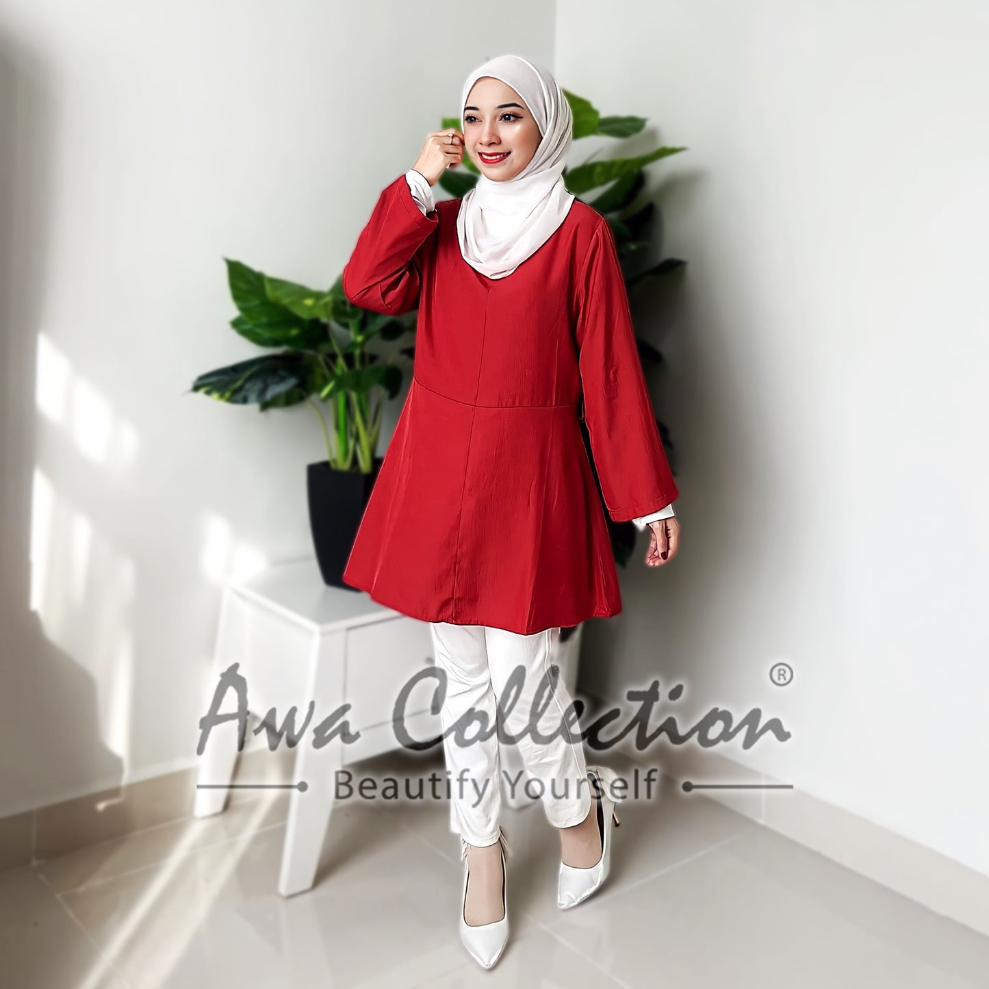 LALEESA Awa Collection TA303371 BLOUSE AFREEDA 3/4 Sleeve Women Bow Blouse Muslimah Blouse Women Blouse Baju Raya 2024