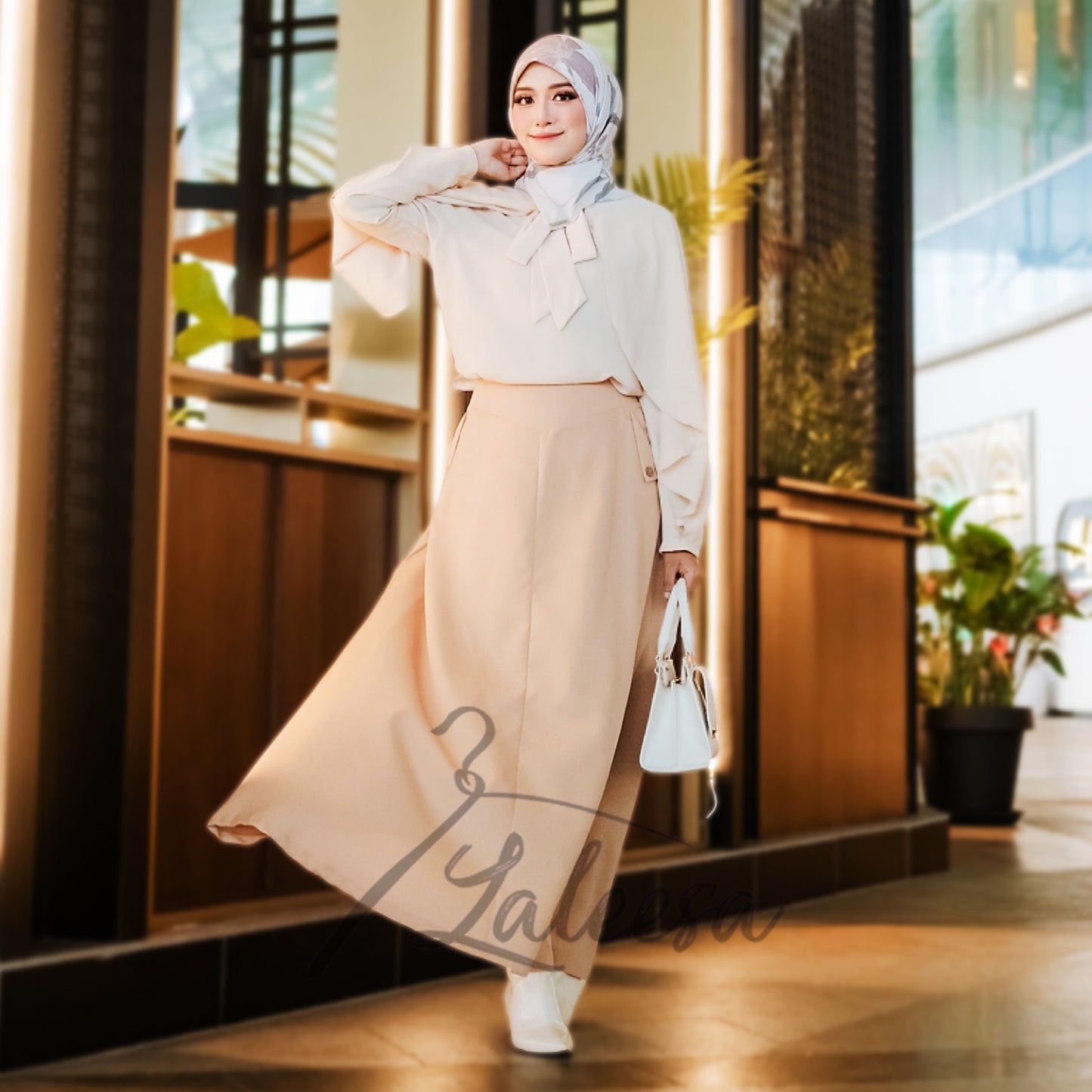 LALEESA Awa Collection (Blouse + Skirt) SET FANILA SA705754 <Korean Series> Set Wear Blouse Muslimah Baju Raya 2024