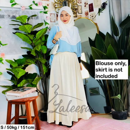 LALEESA TB469439 BLOUSE KAUREEN Irregular Hem Retro Blouse Muslimah Blouse Women Blouse Plus Size Baju Raya 2024