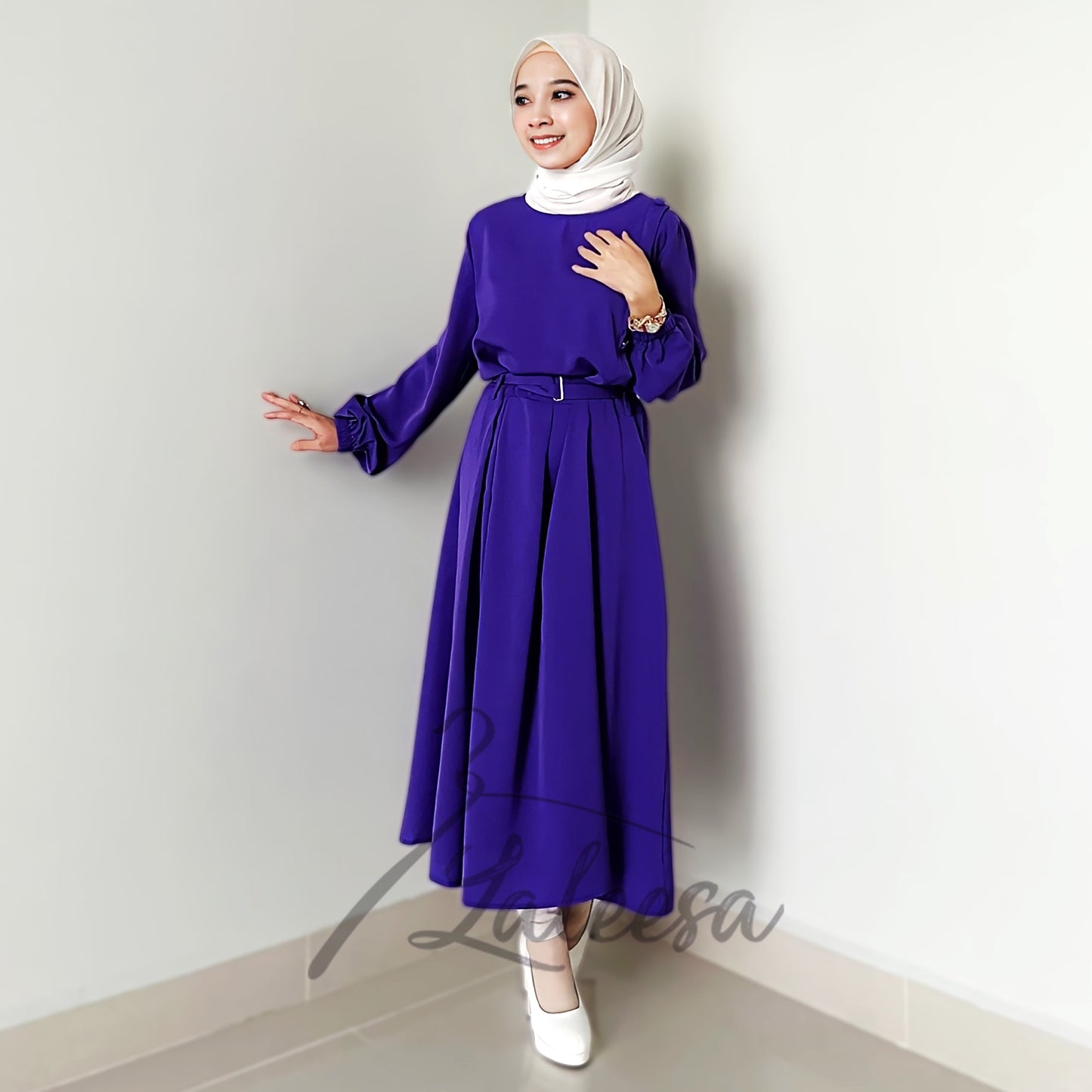 LALEESA TB431428 BLOUSE RABIA Tunic Belt Blouse Muslimah Blouse Women Blouse Baju Muslimah Plus Size Baju Raya 2024