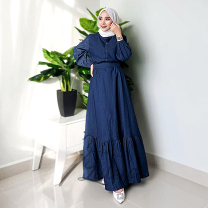 LALEESA DRESS DENIM LD275227 <BF Friendly Series> Dress Muslimah Dress Woman Jubah Muslimah Abaya