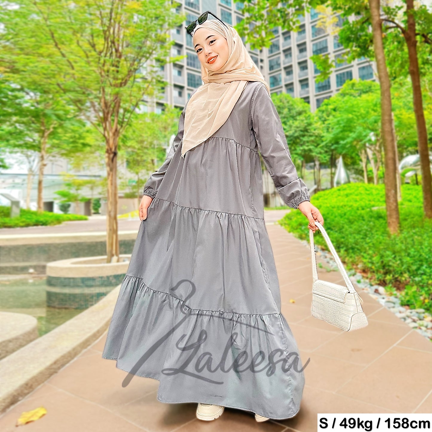 LALEESA DRESS WAFIA LD264242 <BF Friendly Series> Front Button Tiered Dress Muslimah Dress Plus Size Baju Raya 2024