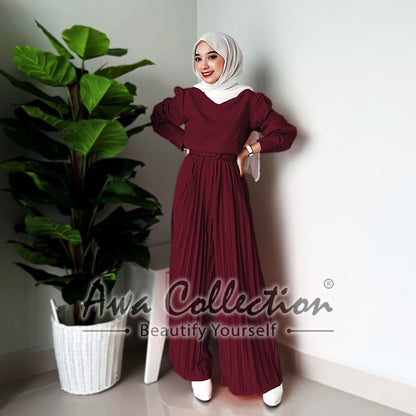 LALEESA Awa Collection SA703772 SET BARSA Pleated Rompers Jumpsuit Dress Muslimah Dress Women Dress Baju Raya 2024