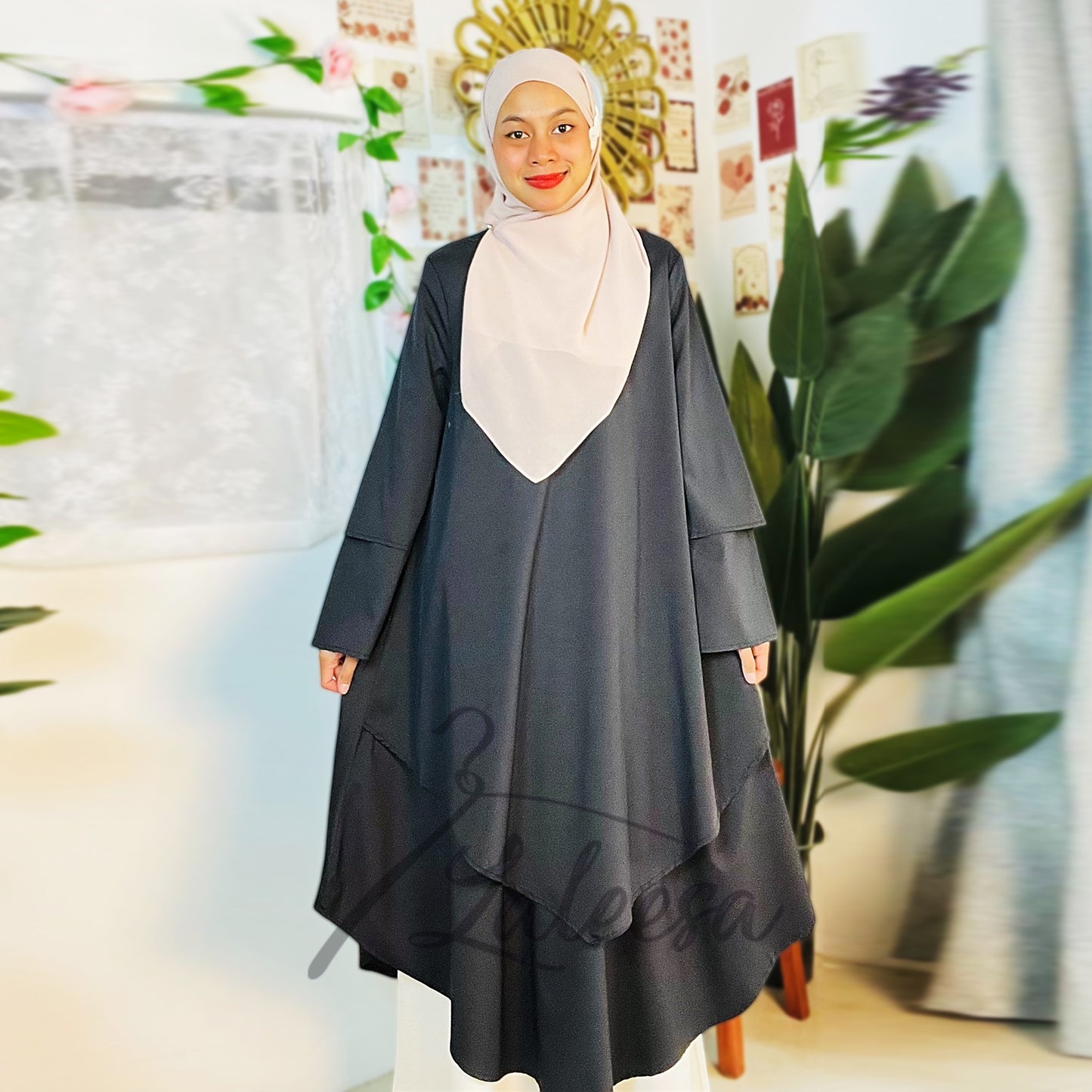 LALEESA LD257275 DRESS MAIDA Irregular Loose Casual Long Dress Muslimah Dress Women Dress Plus Size Baju Raya 2024