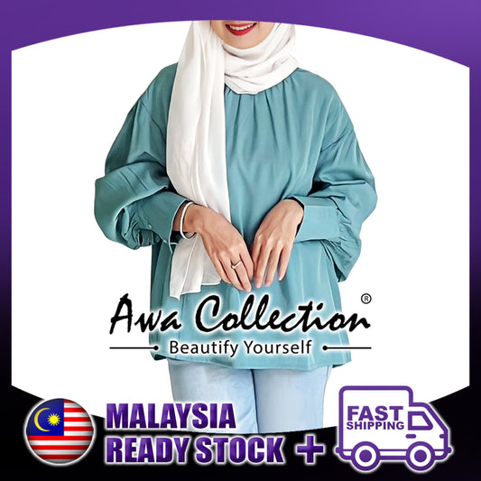 LALEESA Awa Collection TA301399 BLOUSE WASHIDA Korean Fashion Puff Sleeve Blouse Muslimah Blouse Women Blouse