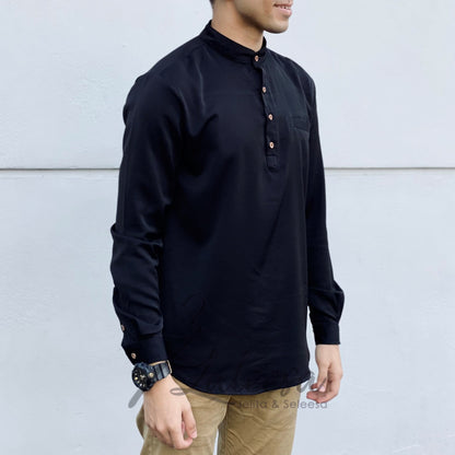 Plain Kurta Lelaki (Slim Fit) Baju Berkolar Casual Formal Men Shirt Men Baju Lelaki Baju Raya 2024