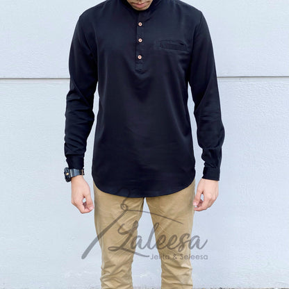 Plain Kurta Lelaki (Slim Fit) Baju Berkolar Casual Formal Men Shirt Men Baju Lelaki Baju Raya 2024