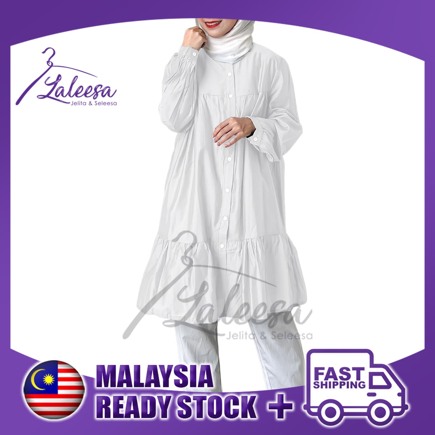 LALEESA DRESS SAIDA LD274284 <BF Friendly Series> Ruffle A-Line Button Dress Muslimah Dress Women Dress Jubah Abaya