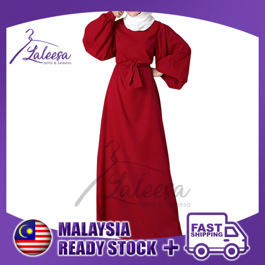 LALEESA LD245255 DRESS BISMA Vintage Solid Puff Sleeve Long Dress Muslimah Dress Women Dress Plus Size Baju Raya 2024