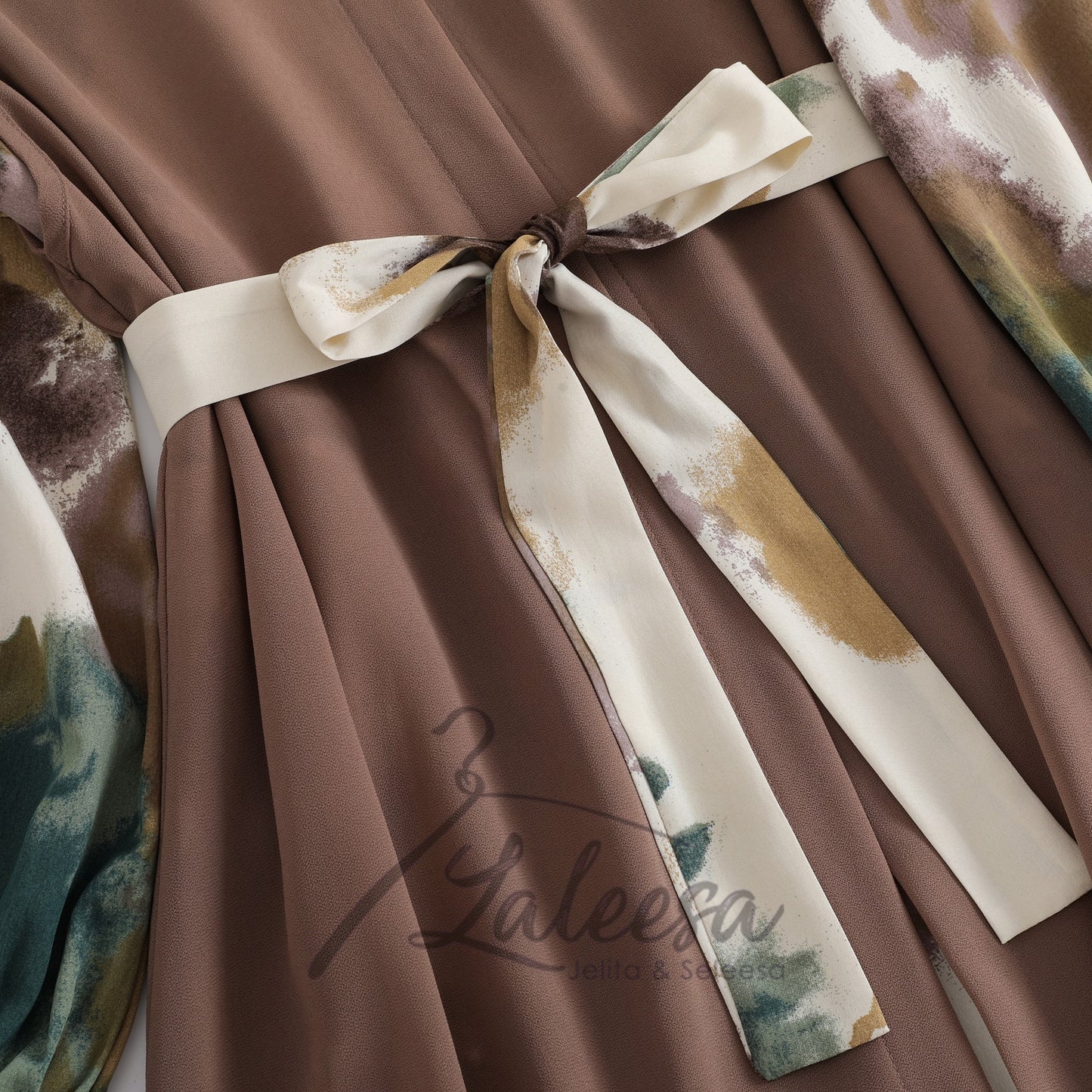 LALEESA (Dress + Cardigan) SW843894 SET ISLAH Waisted Floral Long Dress With Chiffon Suit Set Wear Dress Women