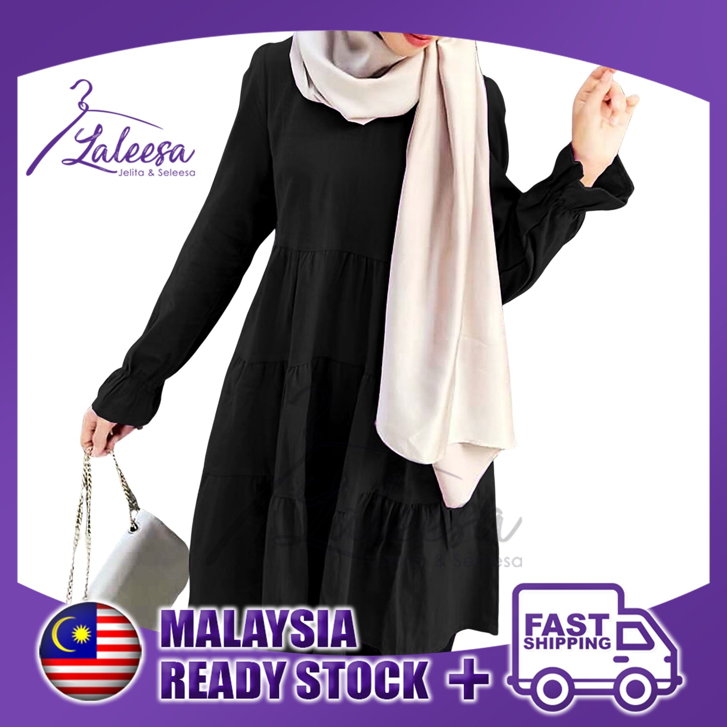 LALEESA BLOUSE NASHA TB423123 Plain Color Pleated Blouse Muslimah Blouse Women Blouse Baju Muslimah Baju Perempuan