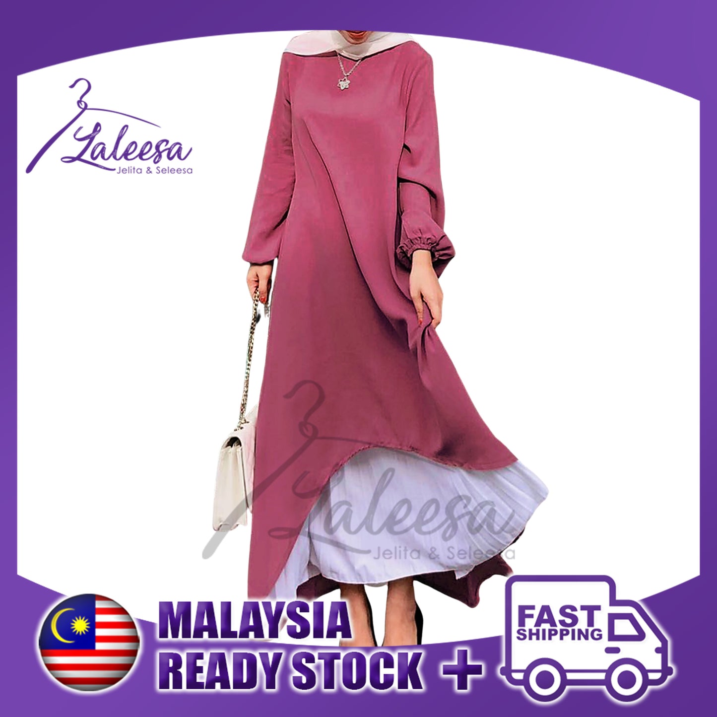 LALEESA LD252220 DRESS JAMALA Asymmetrical Straight Dress Muslimah Dress Women Dress Abaya Muslimah Baju Muslimah