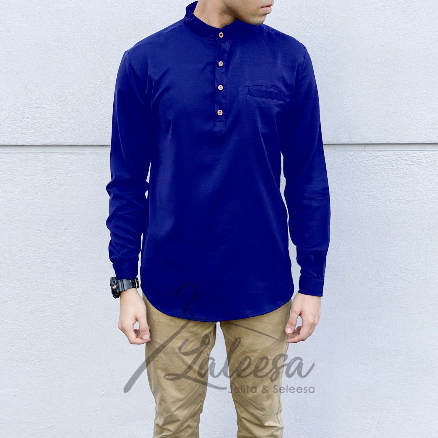 Plain Kurta Lelaki (Slim Fit) Baju Berkolar Casual Formal Men Shirt Men Baju Lelaki Baju Raya 2024