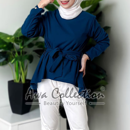 LALEESA Awa Collection TA302380 BLOUSE ZAMINAH Round Neck Blouse Muslimah Blouse Women Blouse Baju Raya 2024