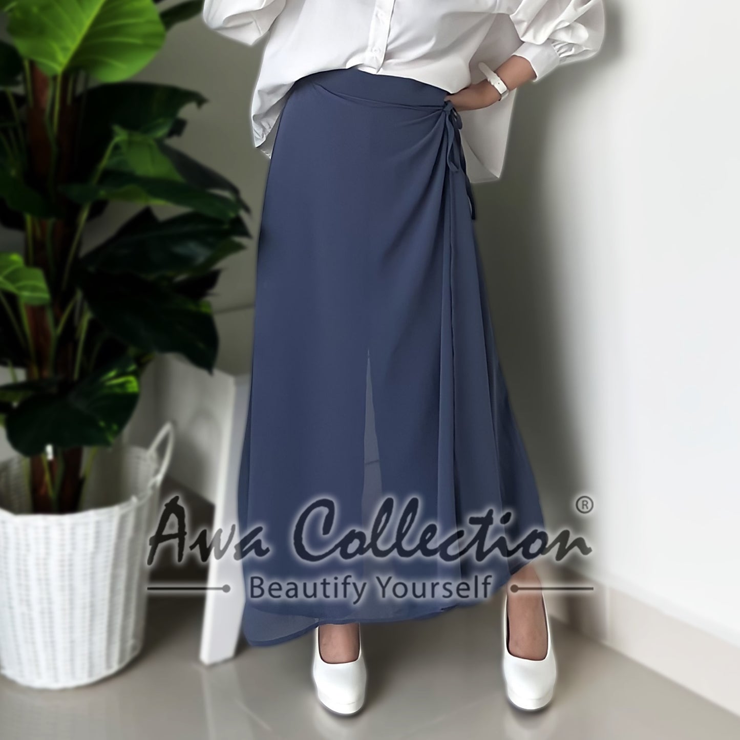 LALEESA Awa Collection BA512519 SKIRT ALMIRA Lace-Up Chiffon Elastic Waist Casual Pants Women Pants Seluar Perempuan