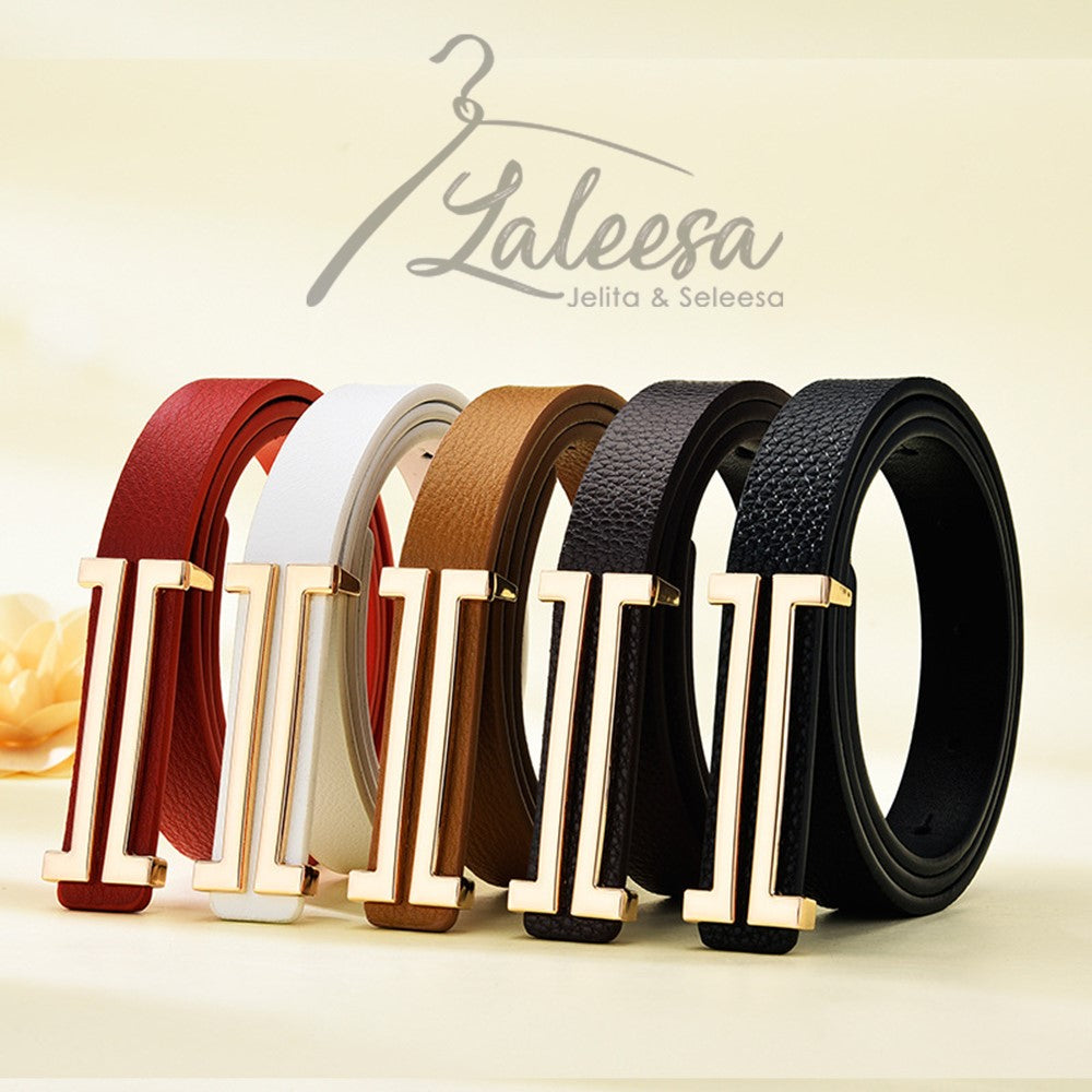 LALEESA Women H Logo Belt For Women Belt Woman Leather Belt Tali Pinggang Perempuan Tali Pinggang Wanita