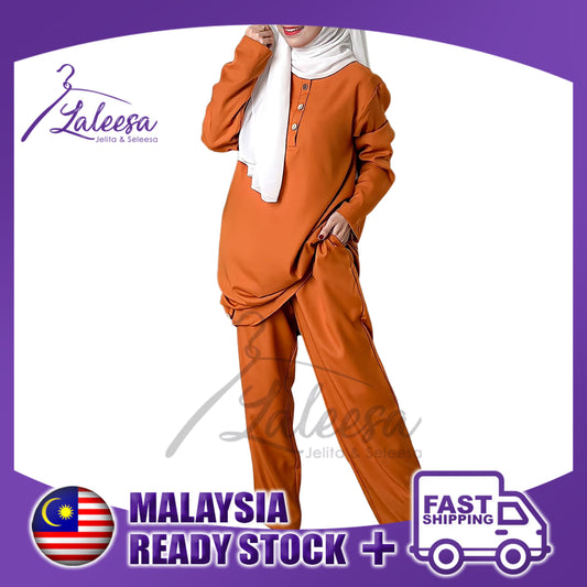 LALEESA (Blouse + Pants) SW849856 SET KHASHIA Simple 2 Piece Modest Abaya Set Wear Blouse Muslimah Blouse Women