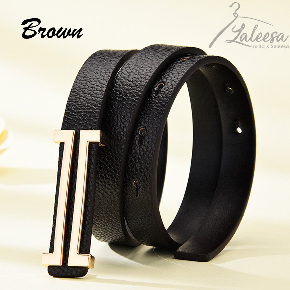 LALEESA Women H Logo Belt For Women Belt Woman Leather Belt Tali Pinggang Perempuan Tali Pinggang Wanita