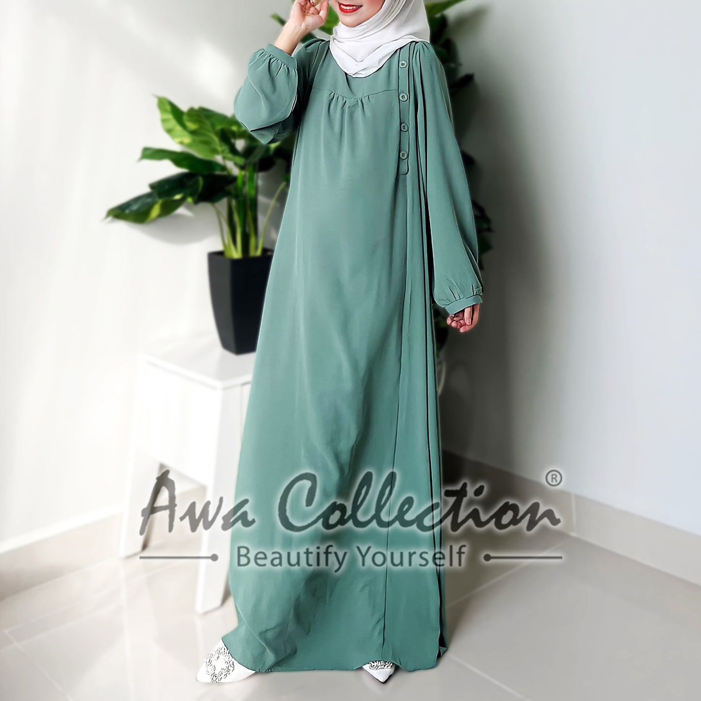 LALEESA Awa Collection DA125144 DRESS QAHIRA Buttoned Shirt Dress Muslimah Dress Women Dress Baju Raya 2024