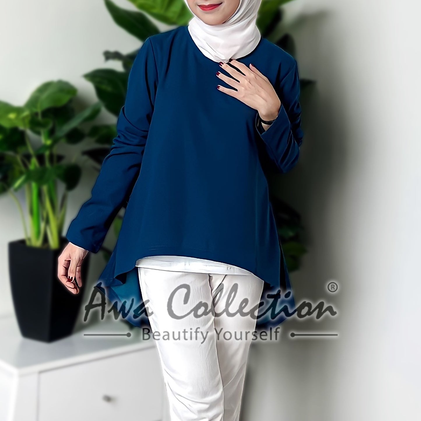 LALEESA Awa Collection TA302380 BLOUSE ZAMINAH Round Neck Blouse Muslimah Blouse Women Blouse Baju Raya 2024