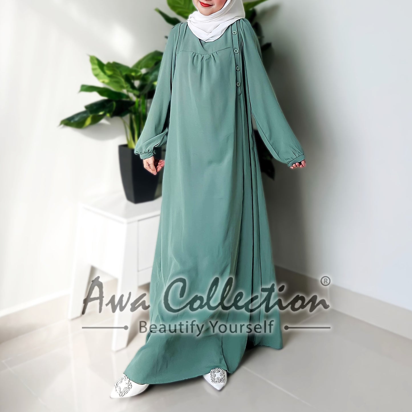 LALEESA Awa Collection DA125144 DRESS QAHIRA Buttoned Shirt Dress Muslimah Dress Women Dress Baju Raya 2024