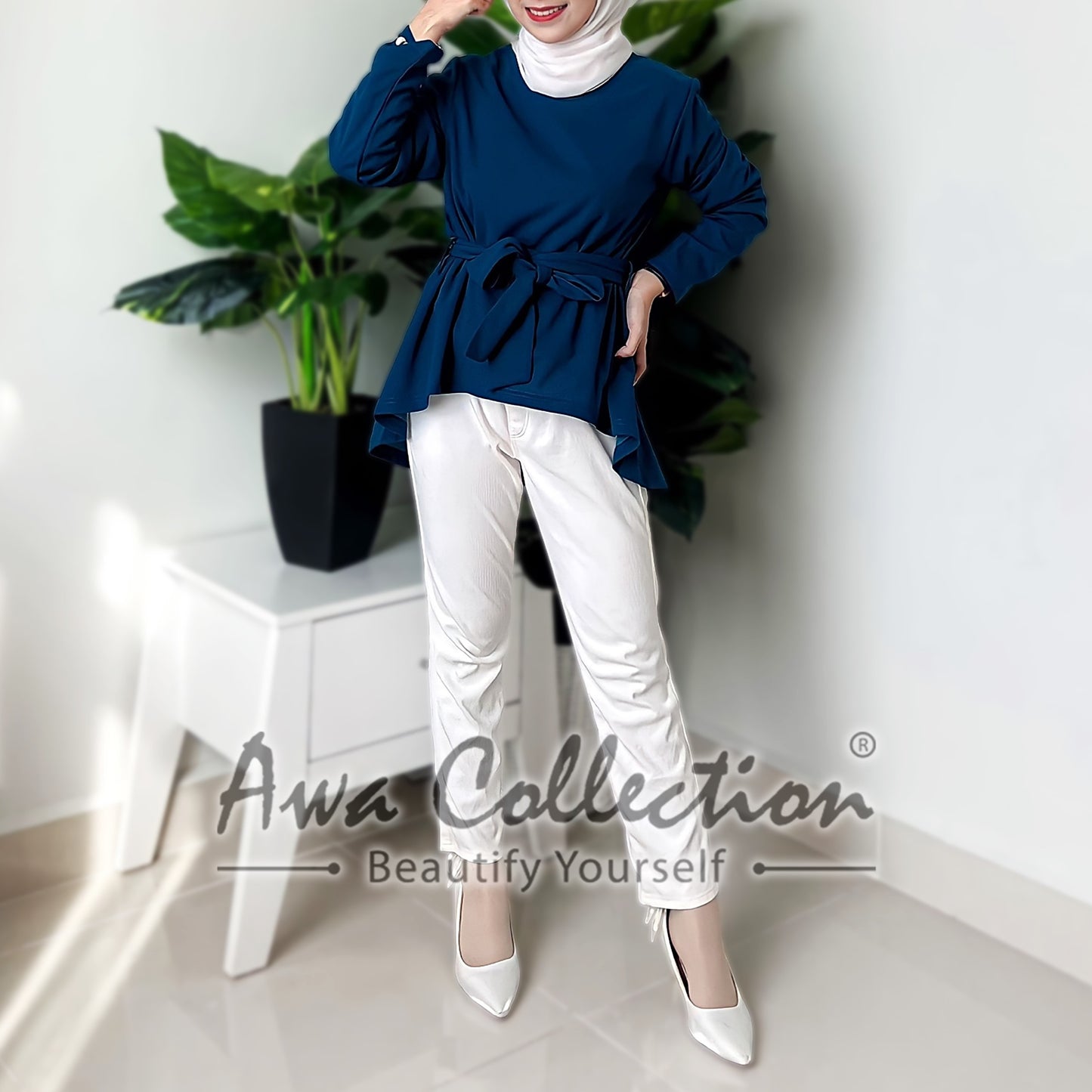 LALEESA Awa Collection TA302380 BLOUSE ZAMINAH Round Neck Blouse Muslimah Blouse Women Blouse Baju Raya 2024