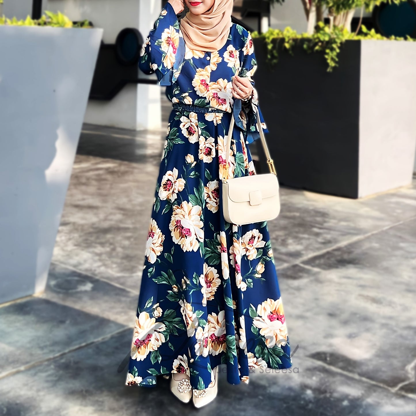 LALEESA (Blouse + Skirt) SET HARISA SW842805 <BF Friendly Series> Floral Printed Set Wear Blouse Muslimah Blouse Women
