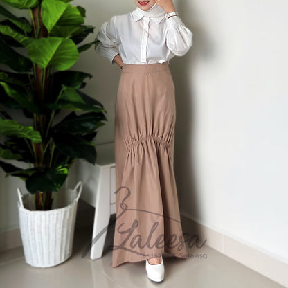 LALEESA PS662662 SKIRT BAHIYA Cotton High Elastic Waist Flowy A Line Long Skirt Muslimah Skirt Labuh Skirt Pencil