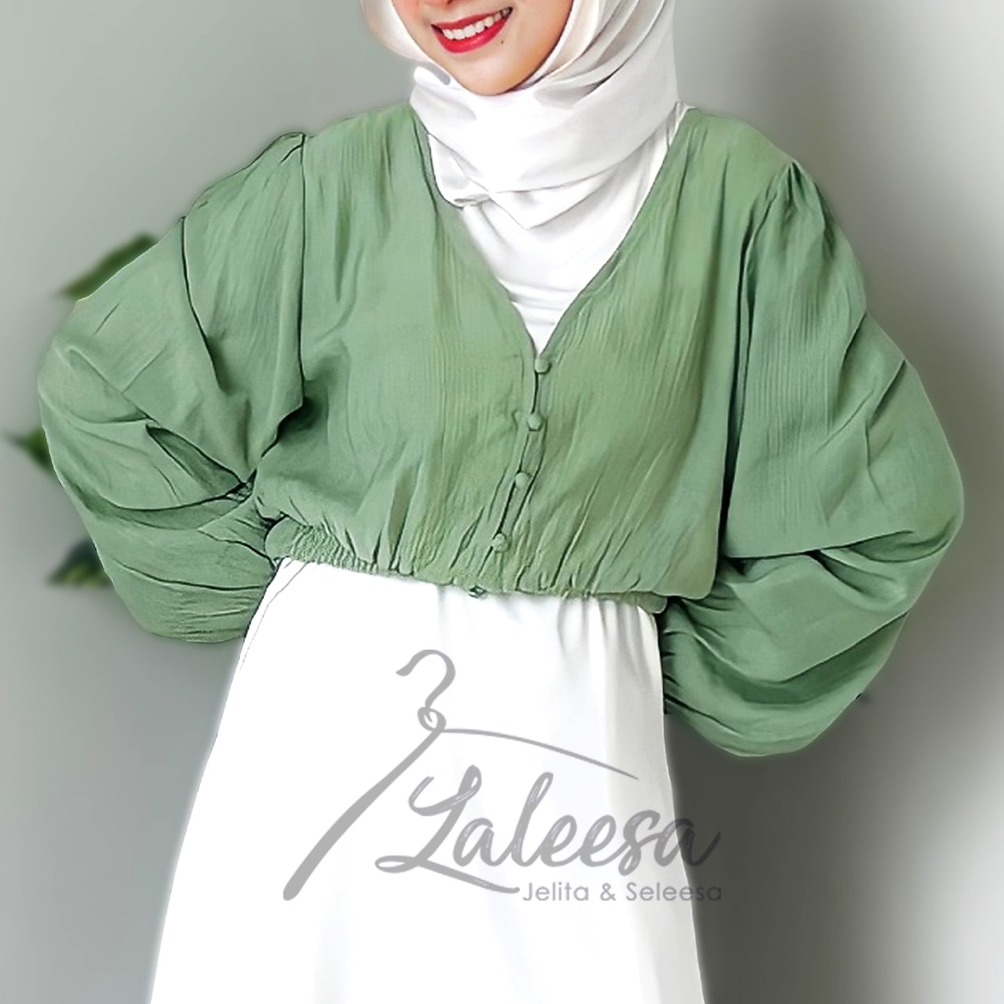 LALEESA TB444451 BLOUSE HANI V-Neck Blouse Muslimah Blouse Women Blouse Plus Size Baju Raya 2024