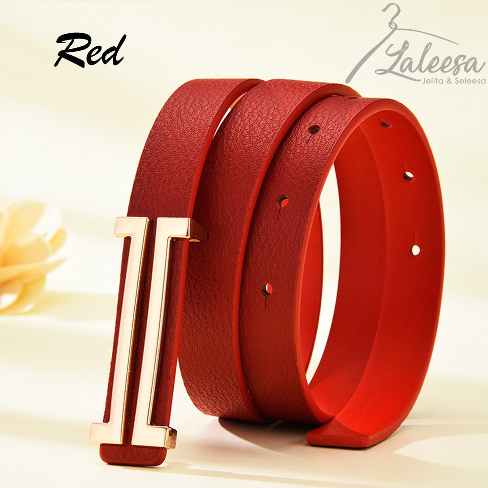 LALEESA Women H Logo Belt For Women Belt Woman Leather Belt Tali Pinggang Perempuan Tali Pinggang Wanita