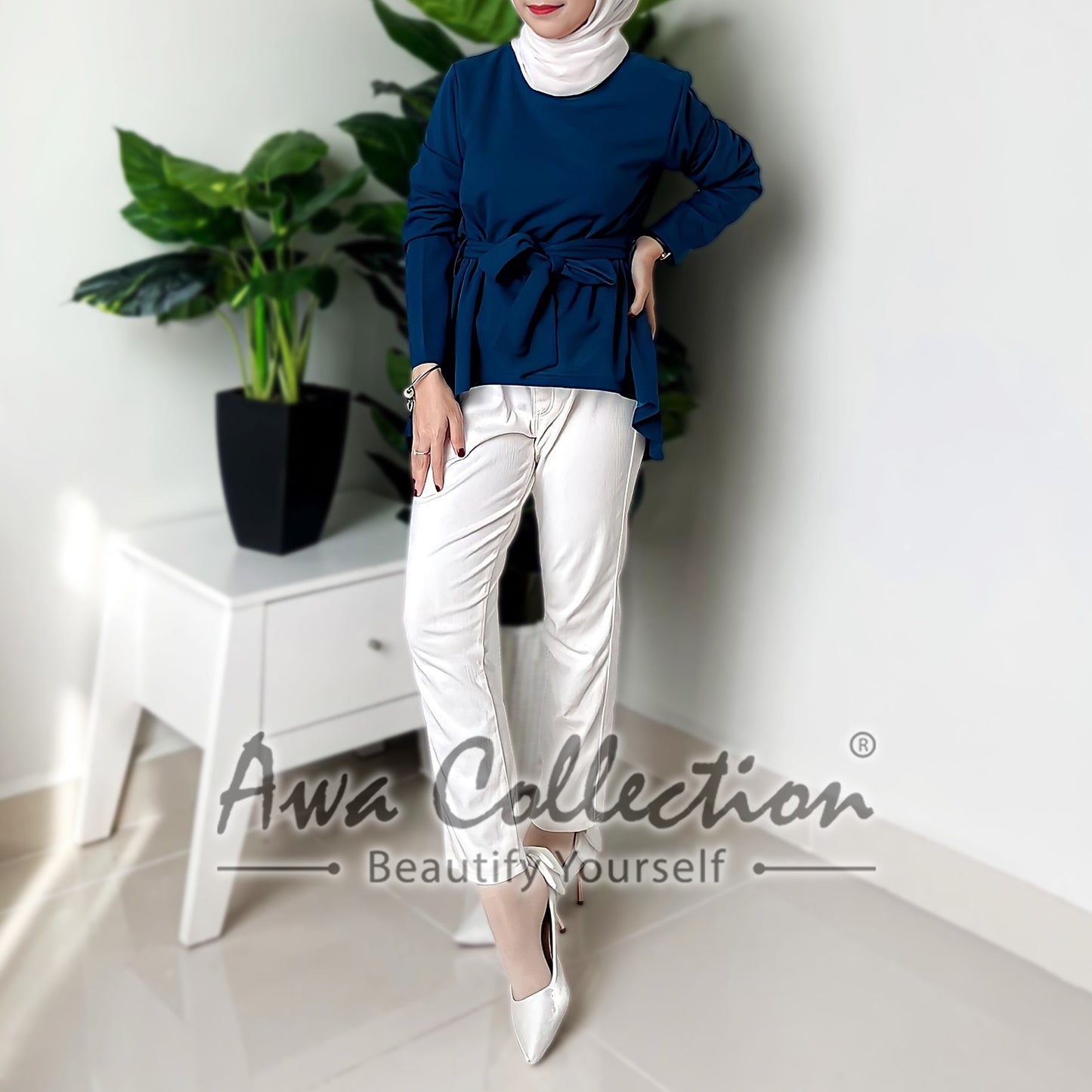 LALEESA Awa Collection TA302380 BLOUSE ZAMINAH Round Neck Blouse Muslimah Blouse Women Blouse Baju Raya 2024