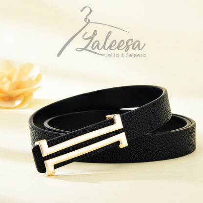 LALEESA Women H Logo Belt For Women Belt Woman Leather Belt Tali Pinggang Perempuan Tali Pinggang Wanita