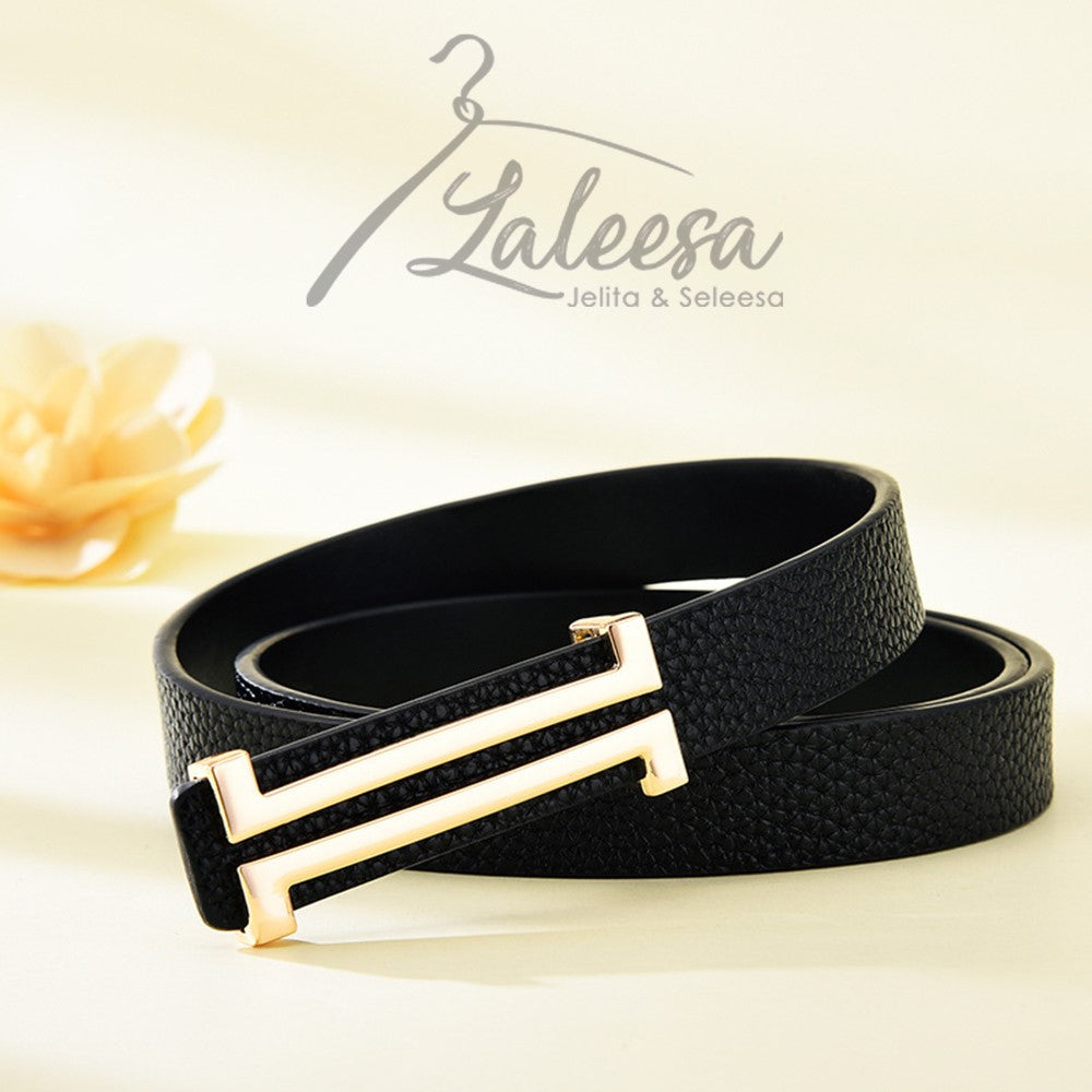 LALEESA Women H Logo Belt For Women Belt Woman Leather Belt Tali Pinggang Perempuan Tali Pinggang Wanita